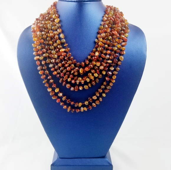 8 Strand Genuine Carnelian Necklace EUC - Picture 3 of 9